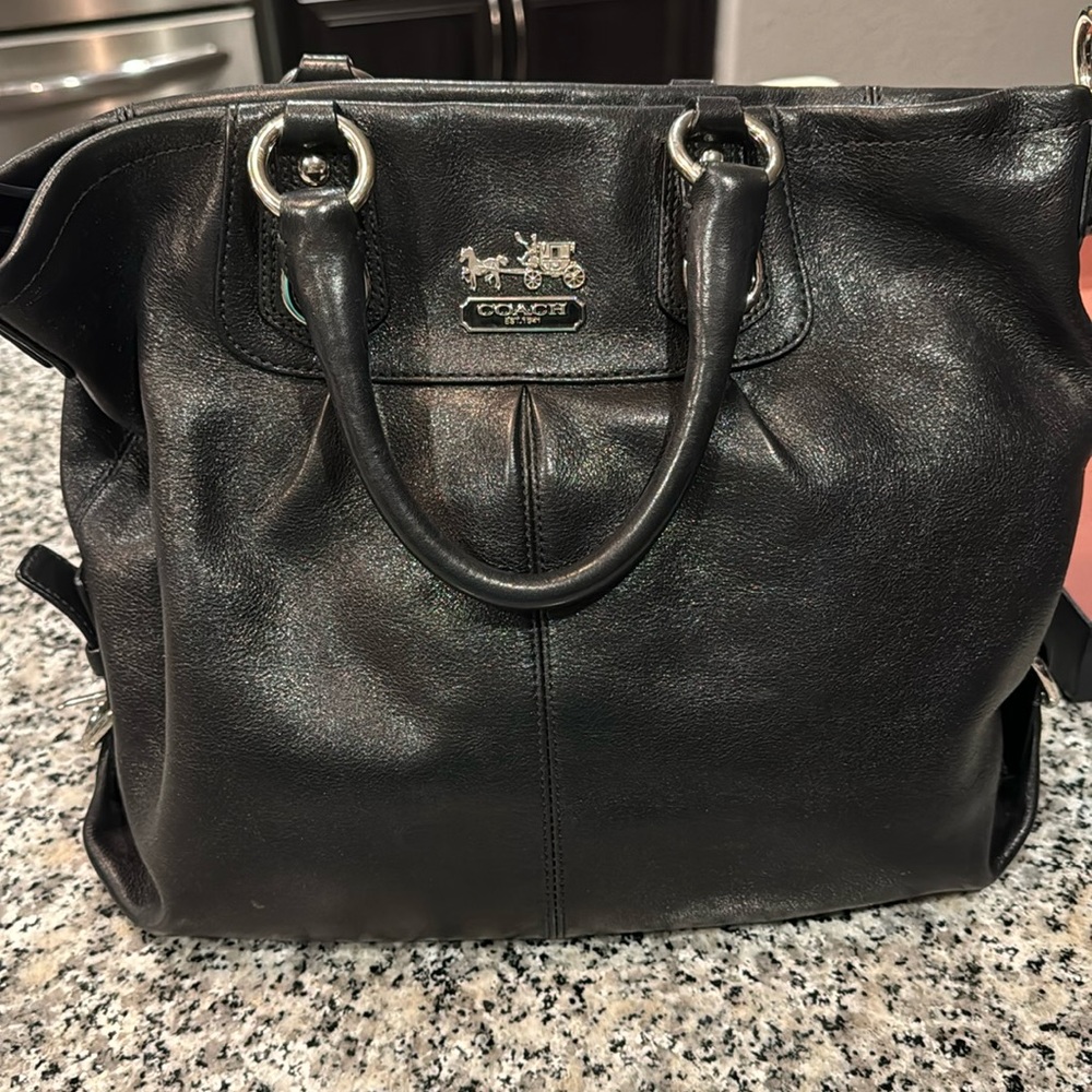 Large Coach Black Leather Purse- Great Condition